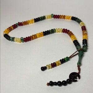 Islamic Prayer Multicolor Beaded Tasbih/100 Dhikr Beads Moon and Star